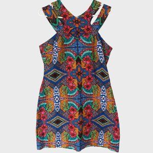 Taylor Summer Floral Print Bodycon Cut-Out Midi Dress Women's Size 6 Multicolor